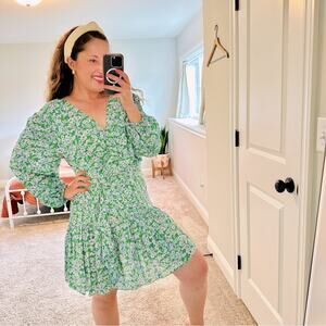 NWT Shoshanna Green Blue Floral Mini Dress 10